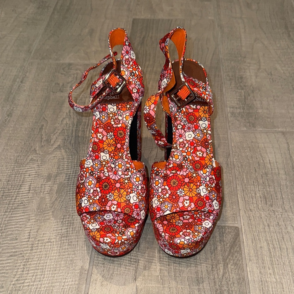 Jeffrey Campbell Red Floral Platform Sandals